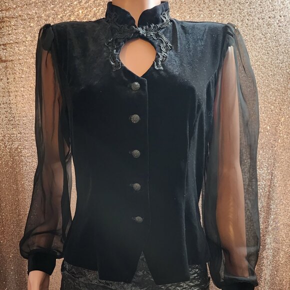 Tops - Vintage Style Shirt with sheer Long-sleeves